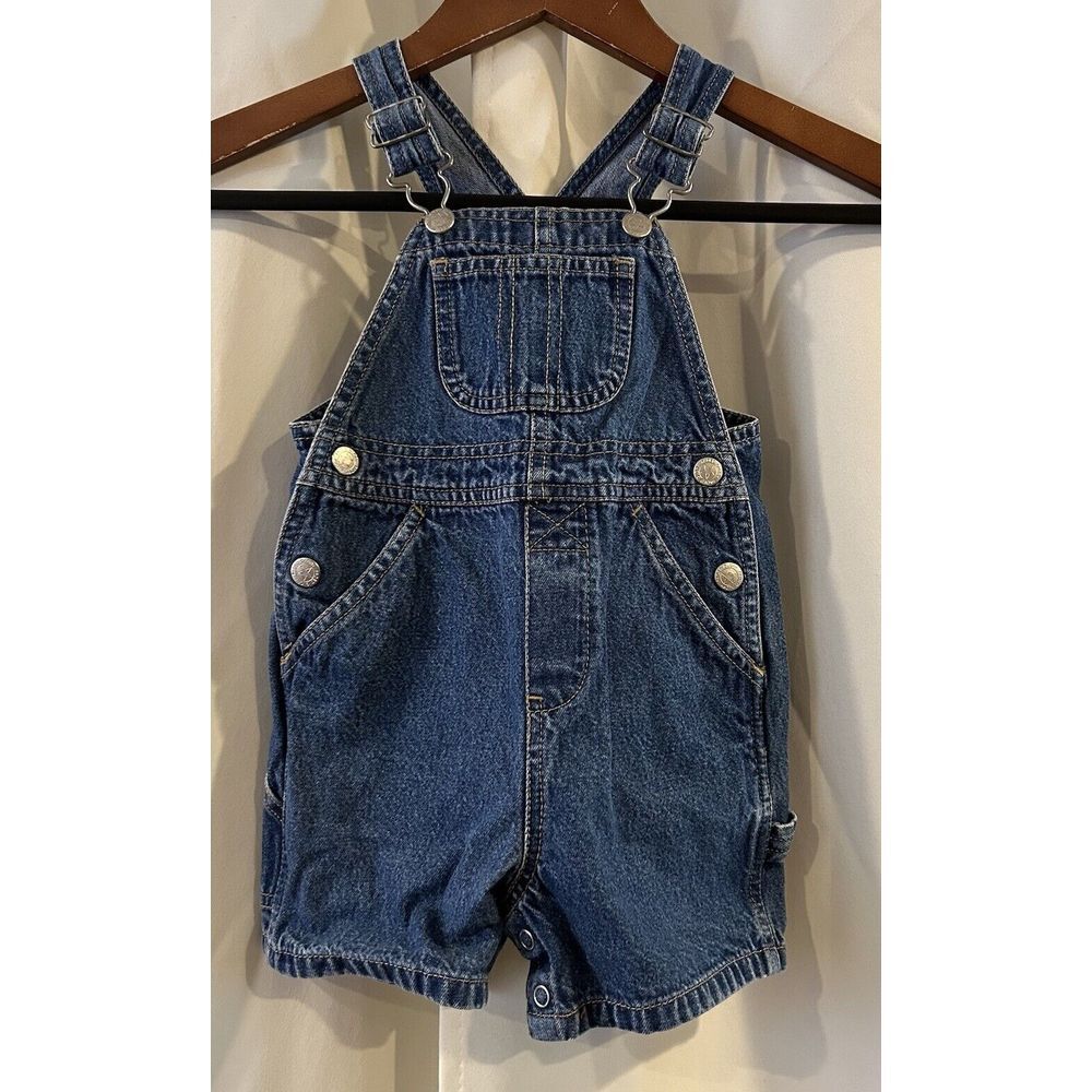 Vintage Faded Glory Shortalls Unisex Children's Size 18 Months Denim Overalls